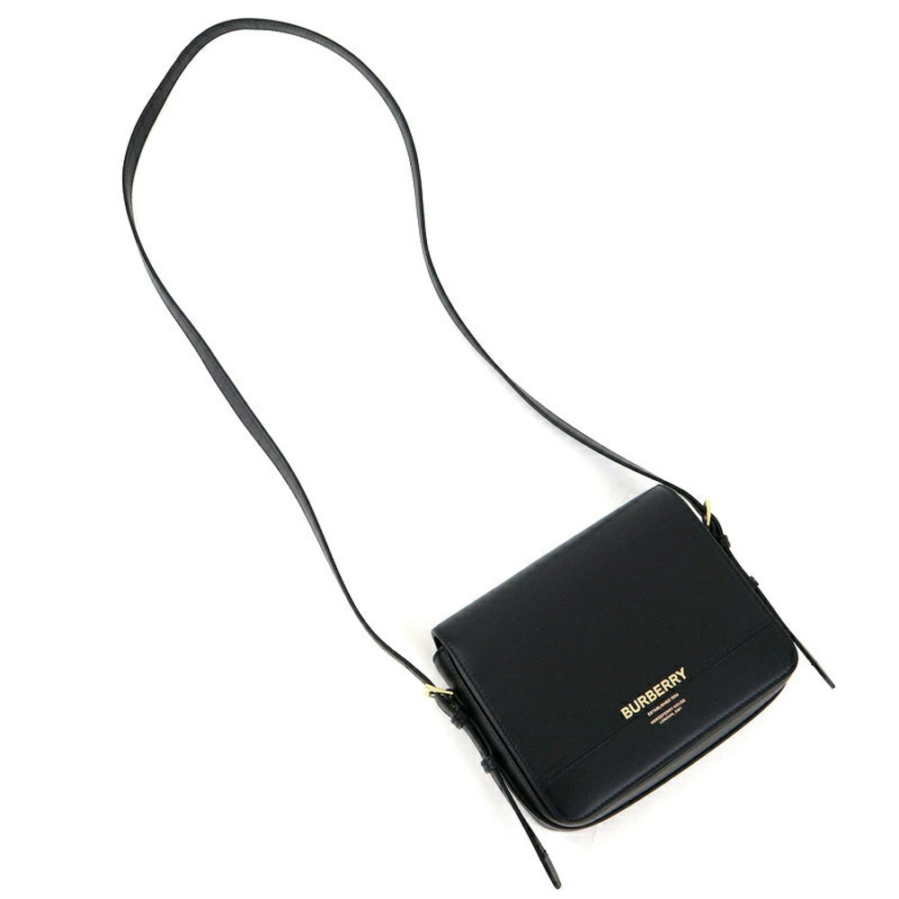 Burberry shoulder leather crossbody black bag flap One Black